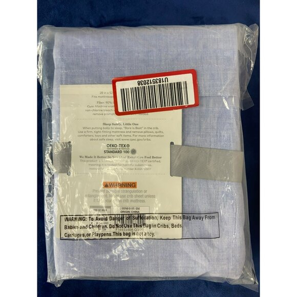 Cloud Island Crib Fitted Sheet Blue 28" X 52" Eco-Melange Waterless Color Oeko-T - Picture 2 of 5